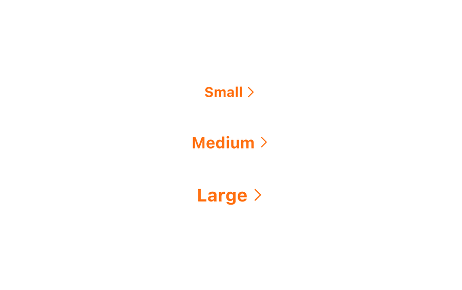 text button options size