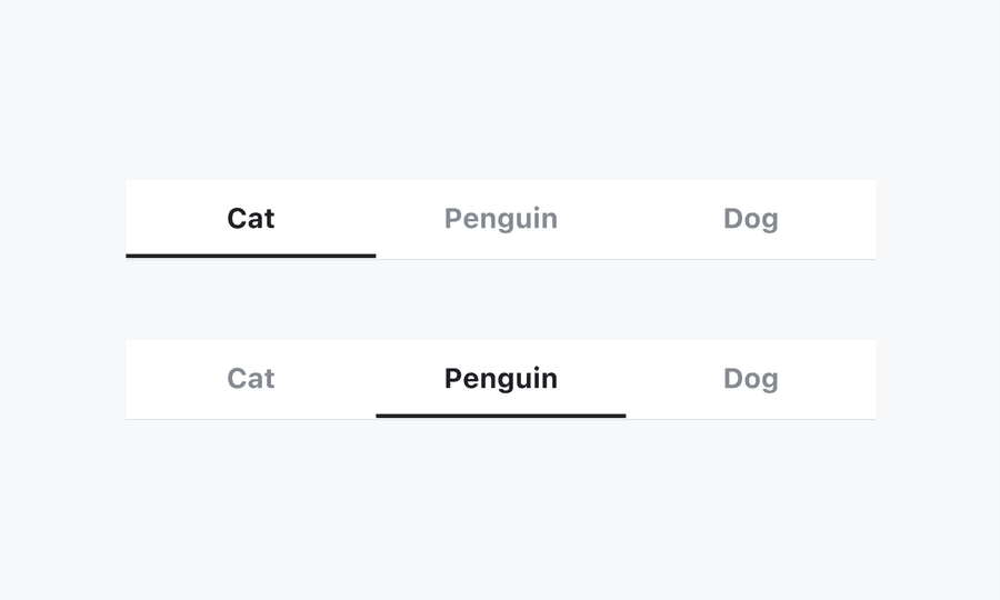 tabs options selected